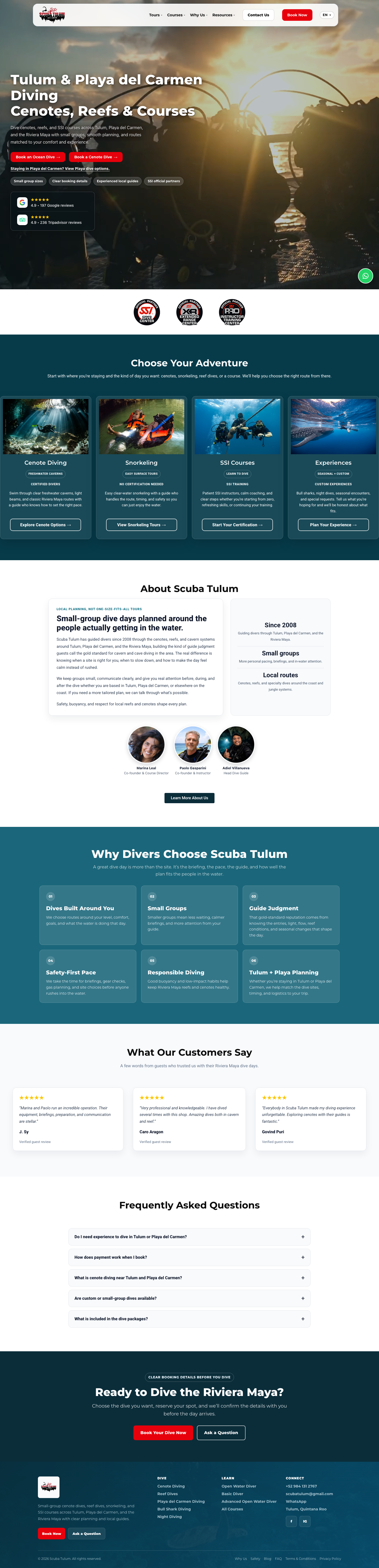 Scuba Tulum desktop homepage preview fallback